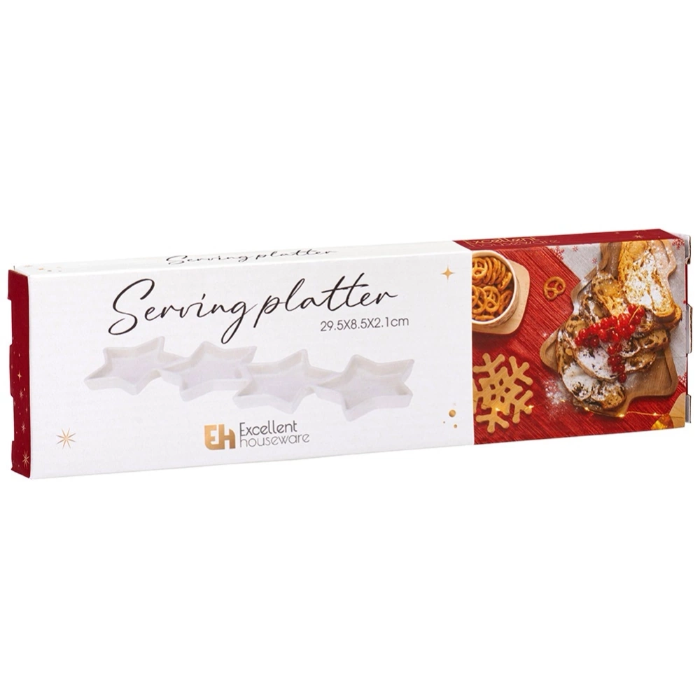 Talerz na przekąski porcelanowy biały gwiazdki 30x8,5 cm