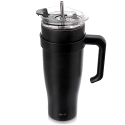 Kubek termiczny stalowy czarny z uchwytem TERMO 1,2 l