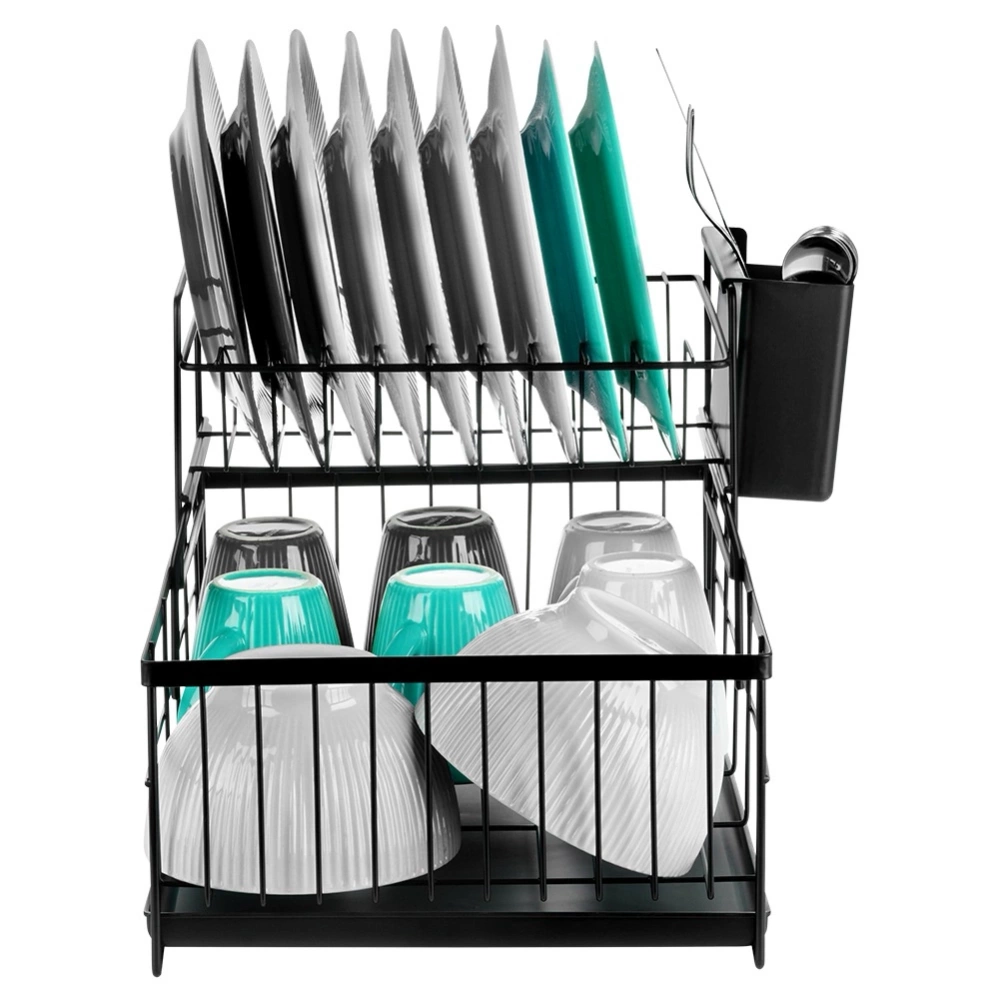 Suszarka na naczynia metalowa czarna 2-poziomowa 42x28x28 cm