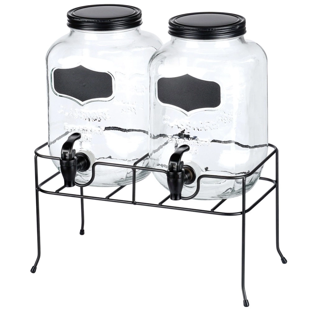Słój do napojów z kranikiem i stojakiem czarnym 2x4 l 3 el.