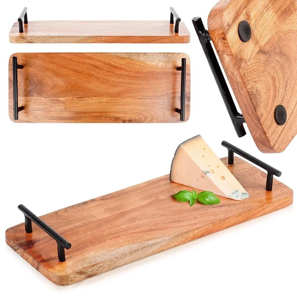 Taca do serwowania drewniana z uchwytami 40x15,5 cm