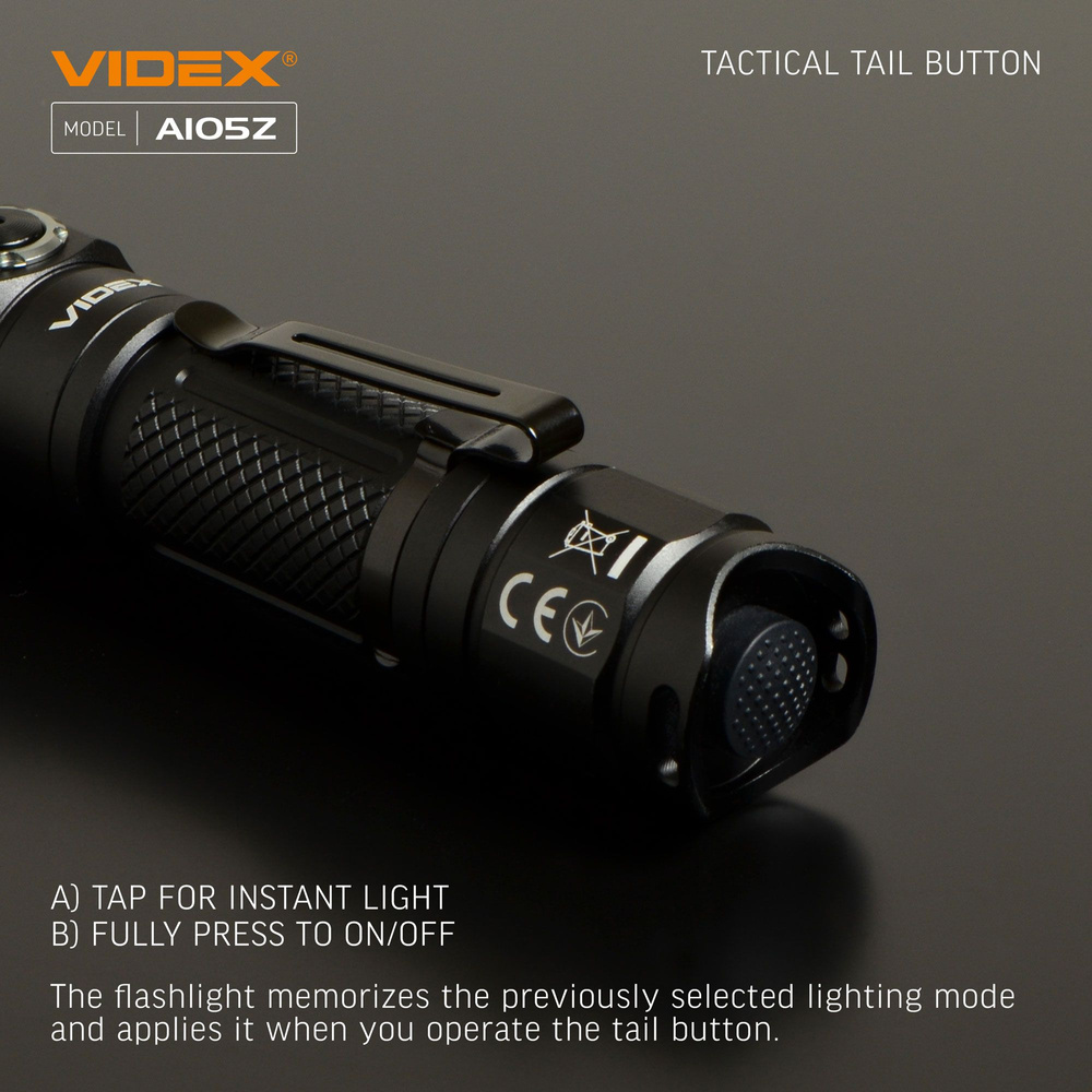 Latarka Videx LED 1200lm IP44 neutralna biel 5000k 8 trybów zasięg 215m