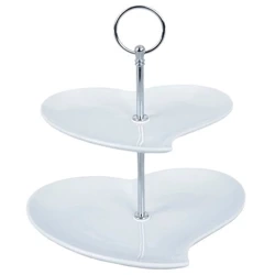 Patera porcelanowa biała 2-piętrowa 21 cm