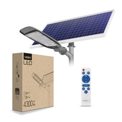 LAMPA ULICZNA VIDEX LED ZEWNĘTRZENA PANEL SŁONECZNY IP65 4300lm + PILOT