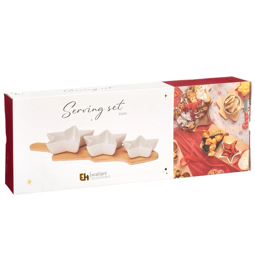 Miseczki na przekąski porcelanowe na tacy 4 el.