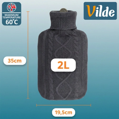 Termofor z pokrowcem szary 2 l