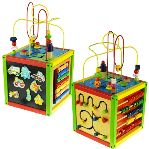 Drewniana duża kostka aktywności pętle motoryczne