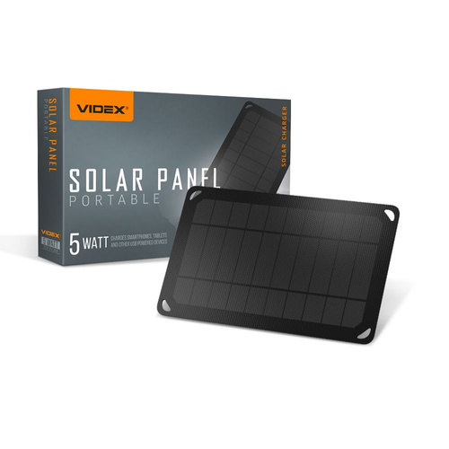 Ładowarka solarna przenośna VIDEX 5W lekka IP68 + kabel USB Type-C 1 m
