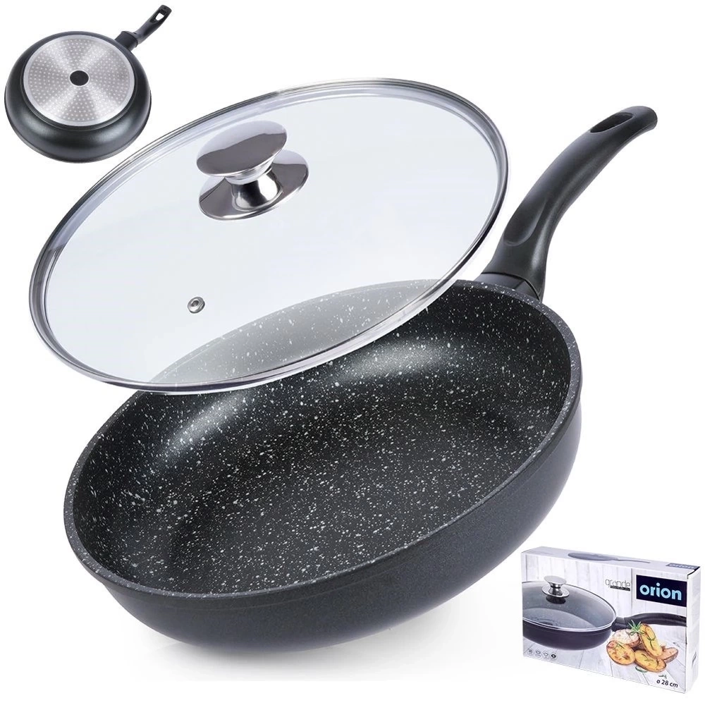 Patelnia granitowa ze szklaną pokrywką GRANDE 28 cm