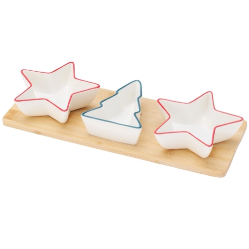 Miseczki na przekąski porcelanowe na tacy 4 el.