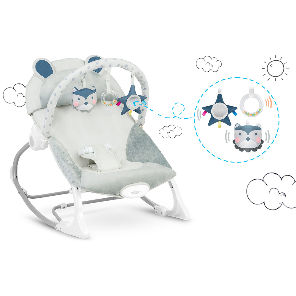 Leżaczek bujaczek z wibracją - szary