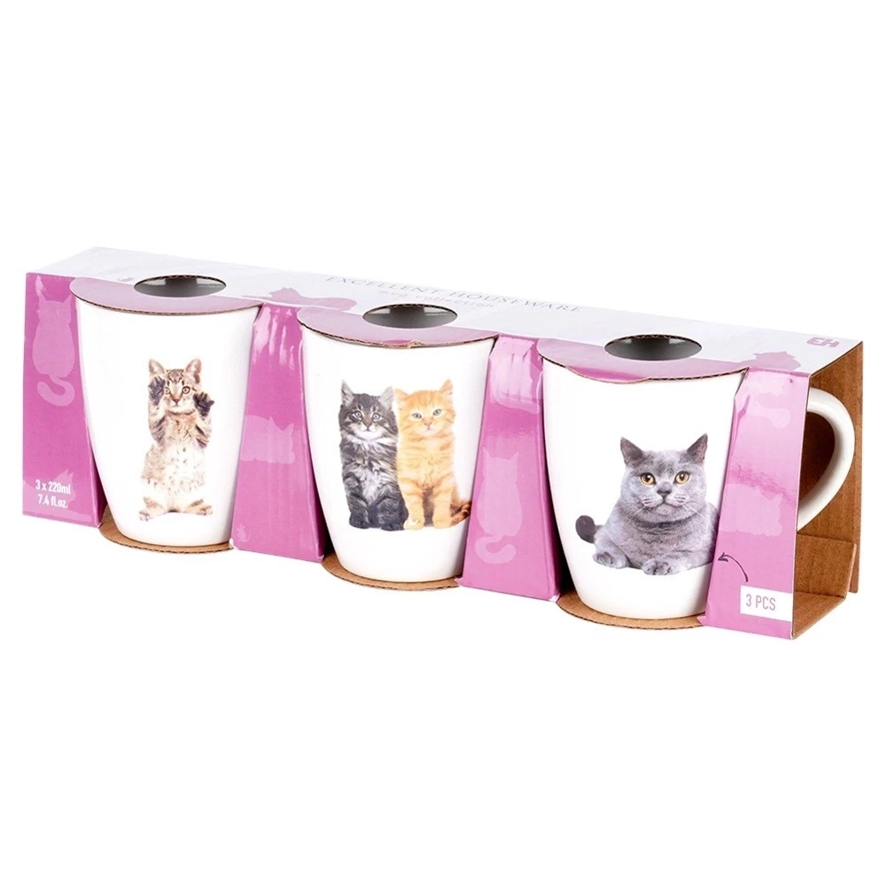 Kubki ceramiczne koty 220 ml 3 szt.