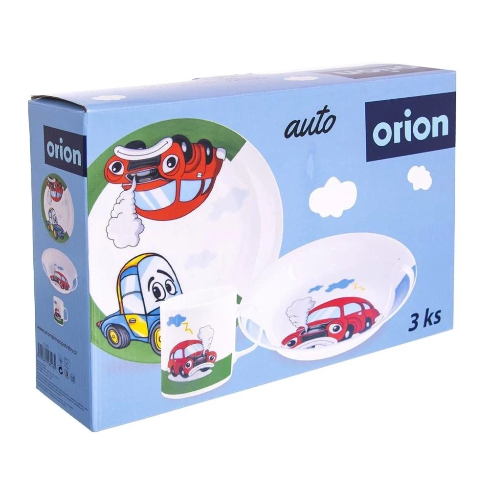 Zestaw śniadaniowy dziecięcy porcelanowy AUTO 3 el.