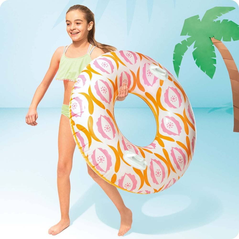 Duże koło kółko do pływania dmuchane z uchwytami 114 cm Intex 56269