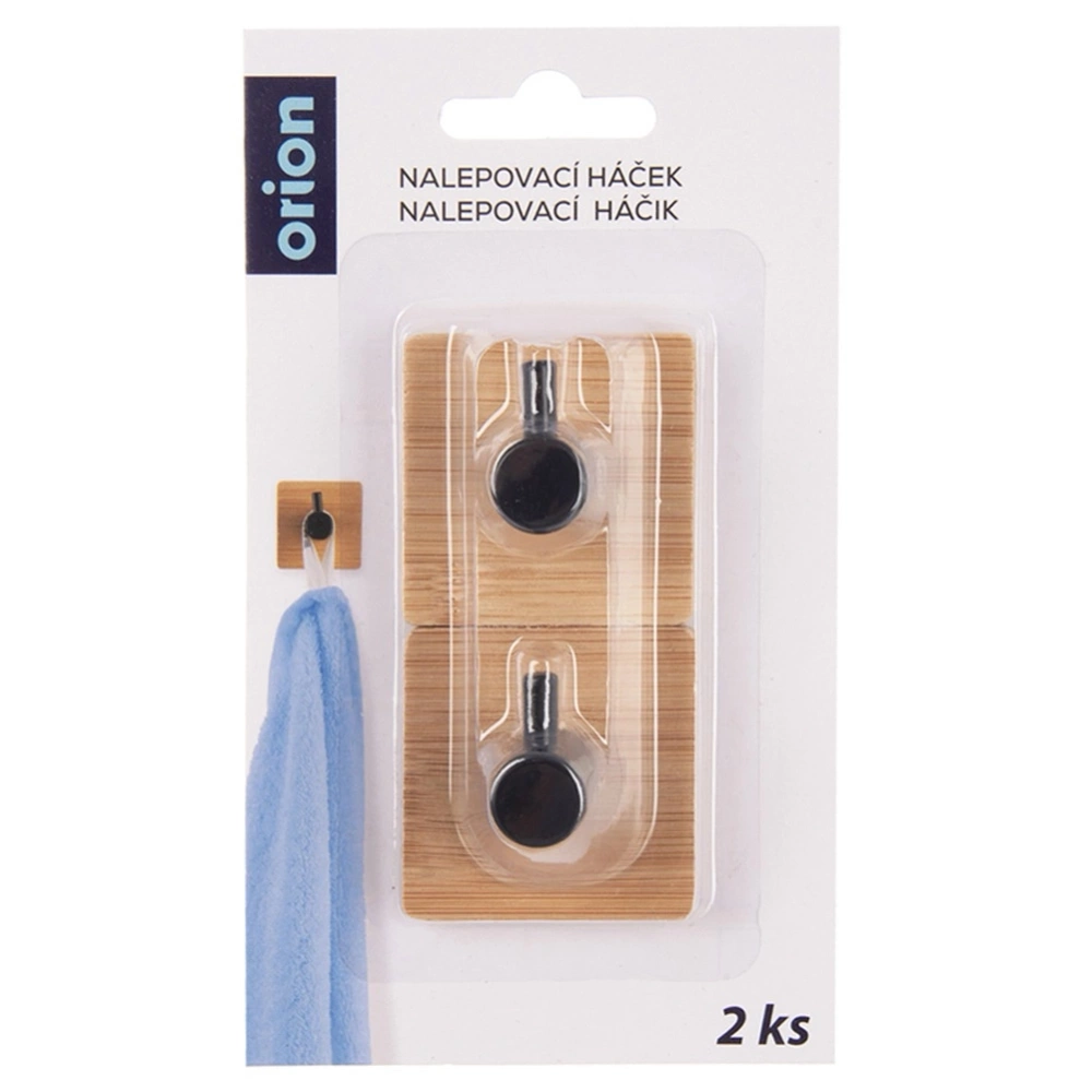 Haczyk wieszak samoprzylepny drewniany metalowy czarny 4,5x4,5 cm 2 szt.