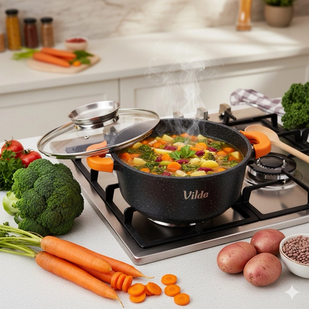 Garnek granitowy ze szklaną pokrywką TERRUNA AROMA 20 cm, 2,1 l