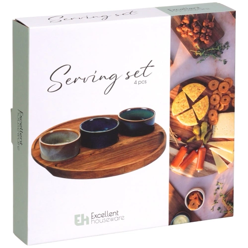 Miseczki na przekąski ceramiczne na tacy 4 el.