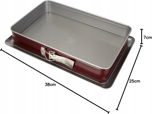 Forma prostokątna do ciasta 38x25x7 cm, nieprzywierająca, czerwo Dr. Oetker