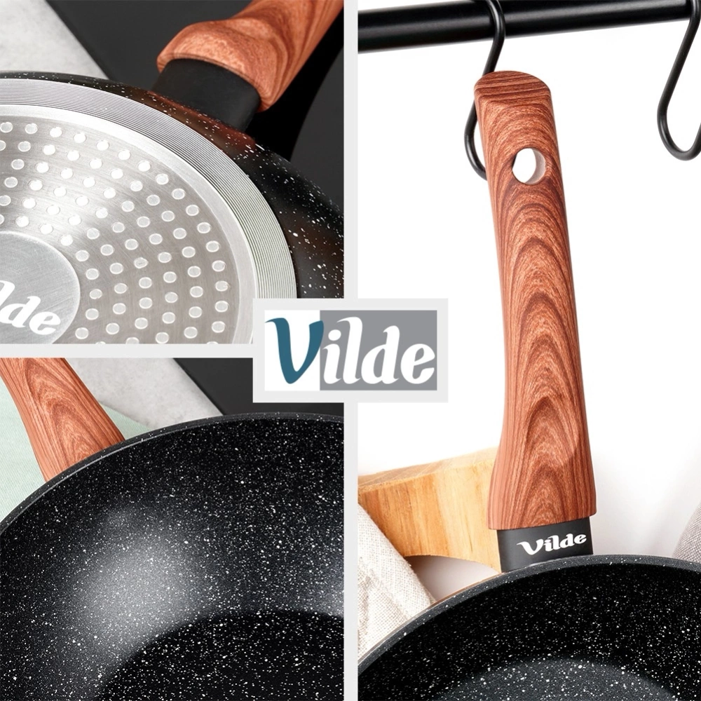 Patelnia wok granitowa BLACK&WOOD 28 cm