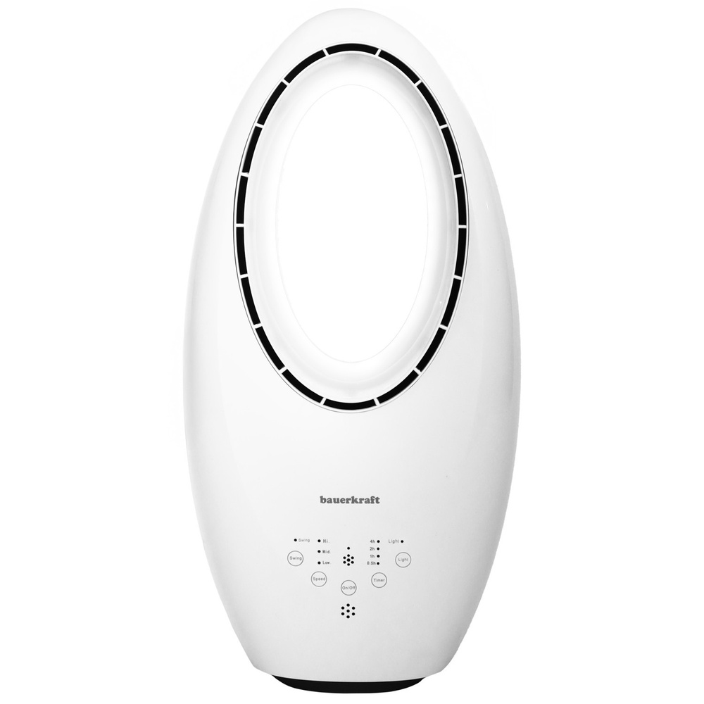 Nowoczesny wentylator stojący bezłopatkowy podłogowy pilot timer LED kolory biały 3 tryby obrotowy