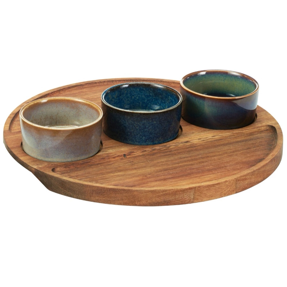 Miseczki na przekąski ceramiczne na tacy 4 el.