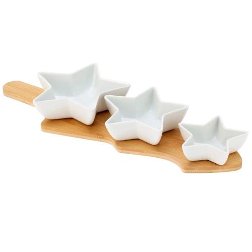 Miseczki na przekąski porcelanowe na tacy 4 el.