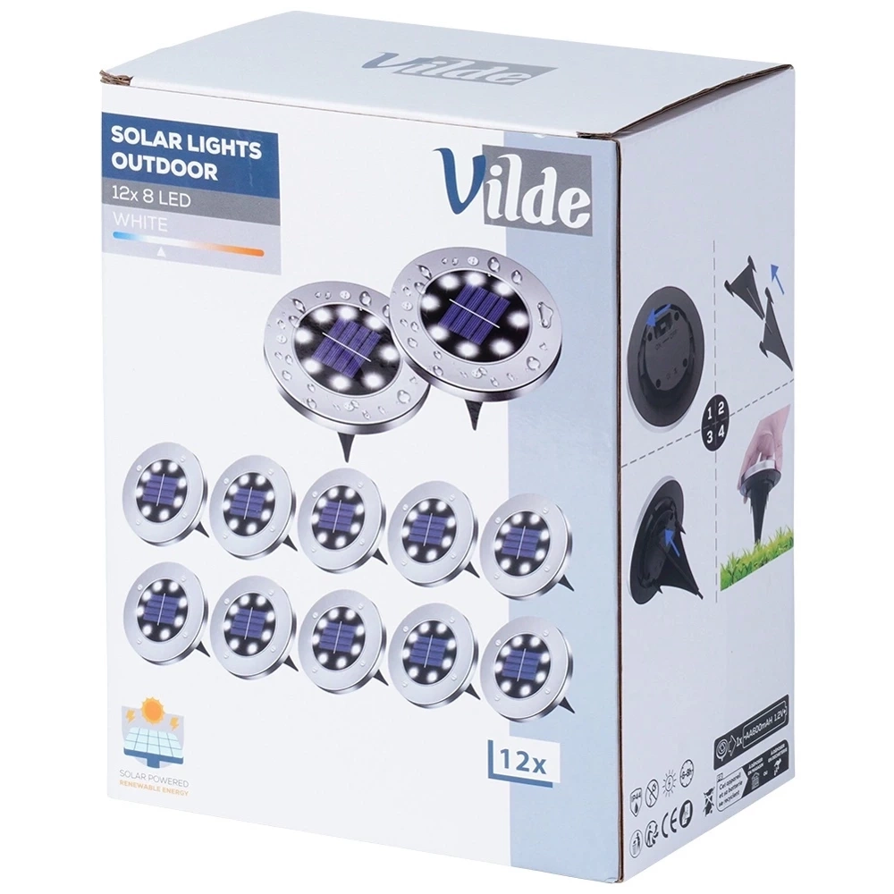 Lampki ogrodowe solarne LED stalowe wbijane 11,5 cm 12 szt.