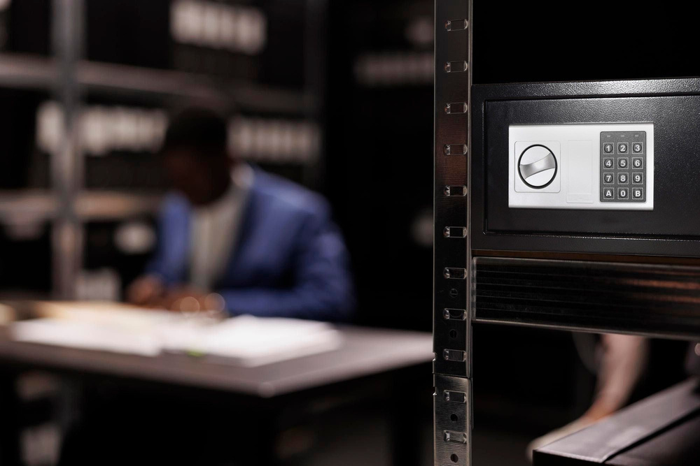 Sejf domowy biurowy zamek elektroniczny szyfrowy kluczyk kod XXL 43x35x21