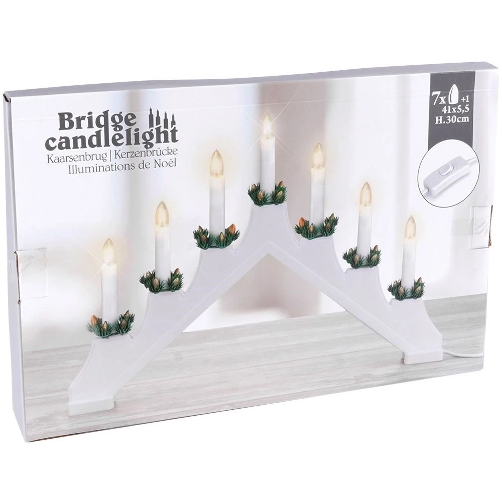 Świecznik adwentowy na 7 świeczek biały 41,5x29 cm