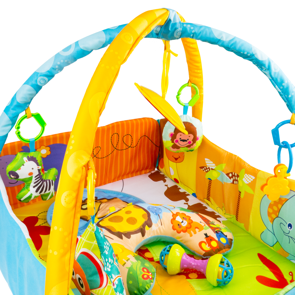 Mata edukacyjna kojec 2w1 + Zabawki + Zagłówek