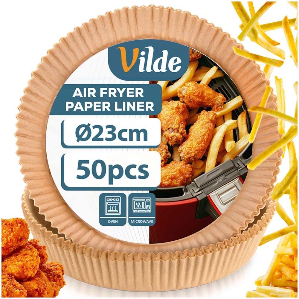 Wkład do frytkownicy beztłuszczowej Air Fryer papierowy okrągły 23 cm 50 szt.