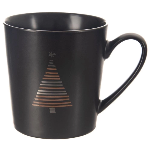 Kubek porcelanowy czarny choinka 500 ml