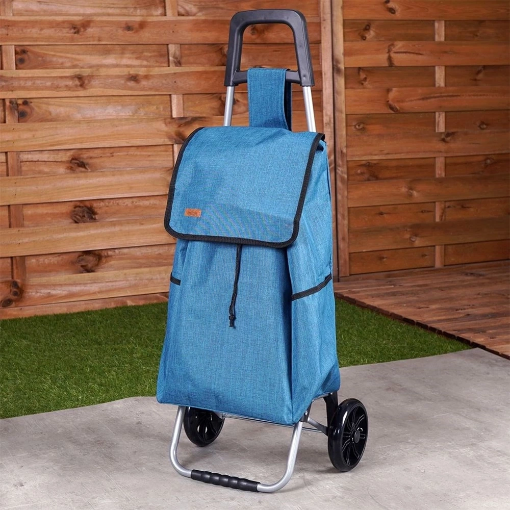 Wózek z torbą na zakupy niebieski 40 l