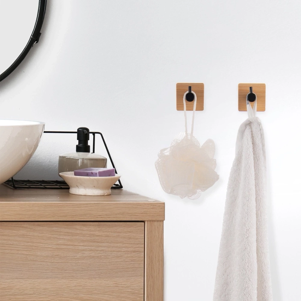 Haczyk wieszak samoprzylepny bambusowy metalowy czarny 4,5x4,5 cm 2 szt.