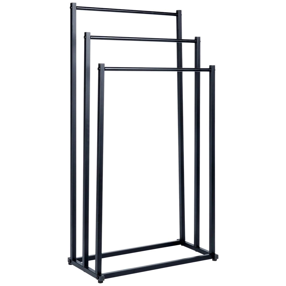 Wieszak na ręczniki stojący metalowy czarny