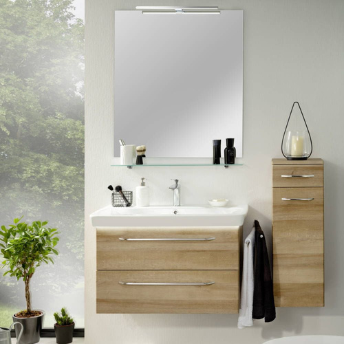 Szafka 80 cm sękaty dąb z umywalką ceramiczną Milano Fackelmann