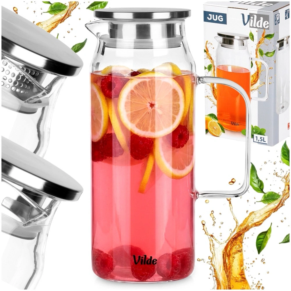 Dzbanek szklany z pokrywką 1,5 l
