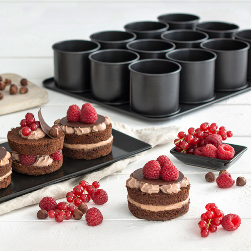 Forma do pieczenia mini tortów, 12 części, czarna metaliczna Zenker