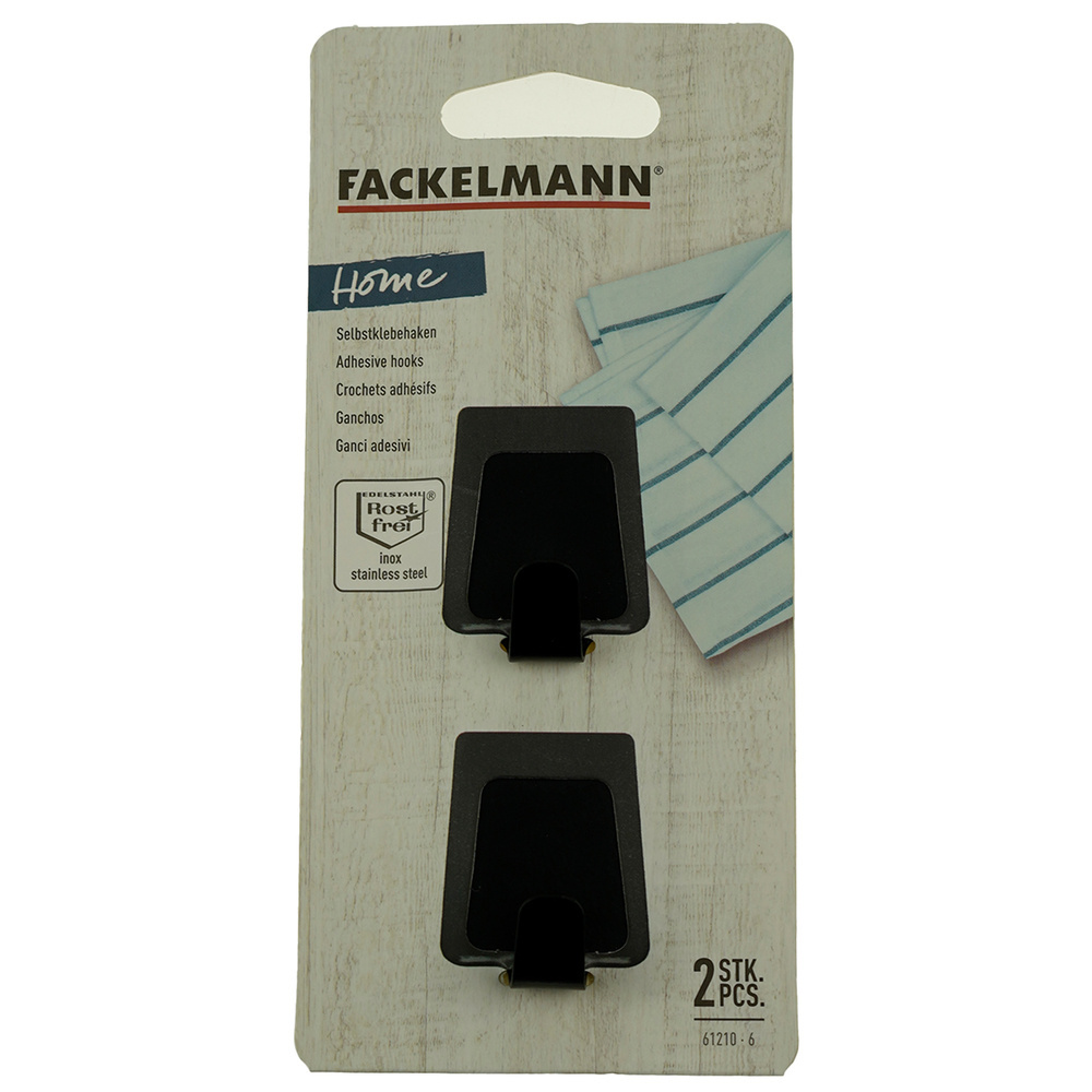 Wieszak, haczyk na ręczniki samoprzylepny czarny Fackelmann 61210