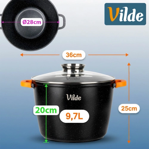 Garnek granitowy ze szklaną pokrywką TERRUNA AROMA 28 cm, 9,7 l