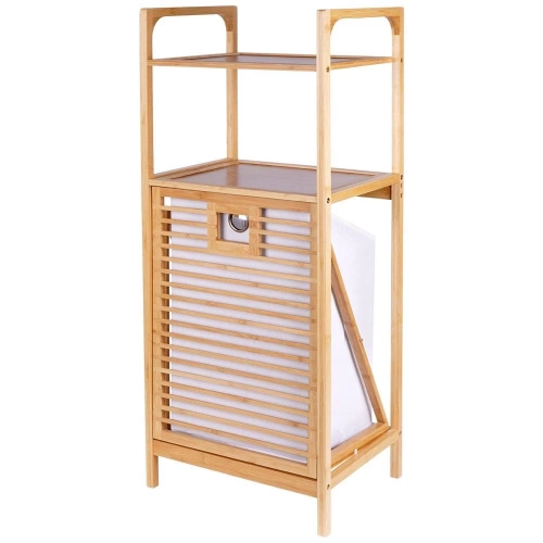 Regał łazienkowy z koszem na pranie bambusowy 39,5x30x49 cm