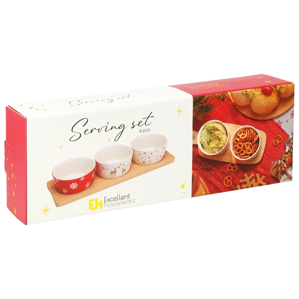 Miseczki na przekąski porcelanowe na tacy 4 el.