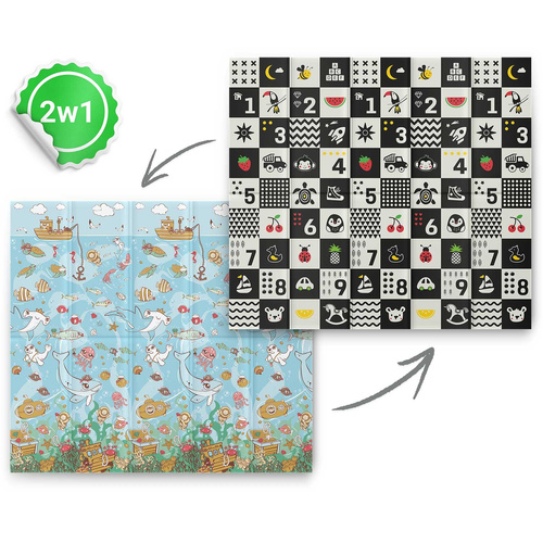 Mata piankowa edukacyjna składana 200 x 180 x 1 cm  ocean-liczby