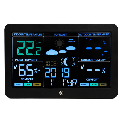 Bezprzewodowa stacja pogodowa termometr barometr zegar budzik prognoza