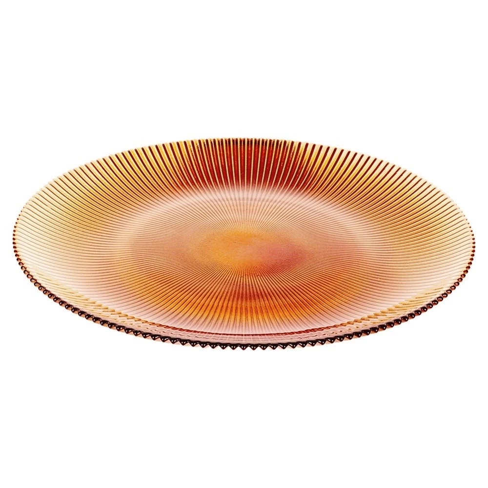 Talerz obiadowy płytki szklany bursztynowy 28 cm