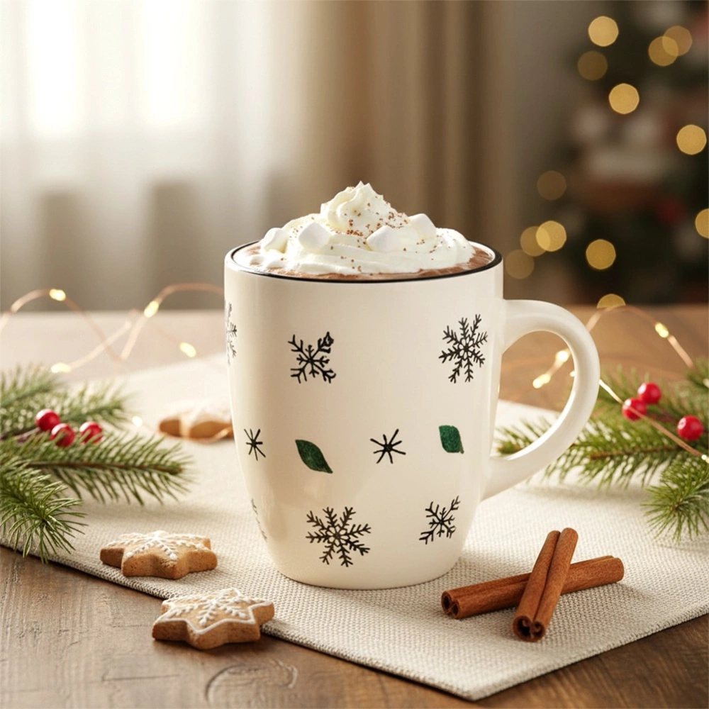 Kubek ceramiczny płatki śniegu 350 ml