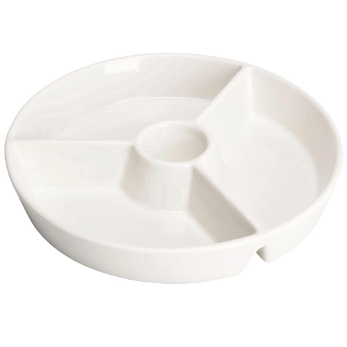 Talerz na przekąski porcelanowy biały dzielony 19 cm