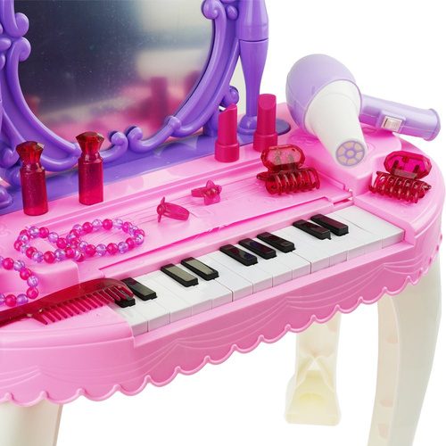 Toaletka róż dla dziewczynki z pianinem lustrem pianino akcesoria