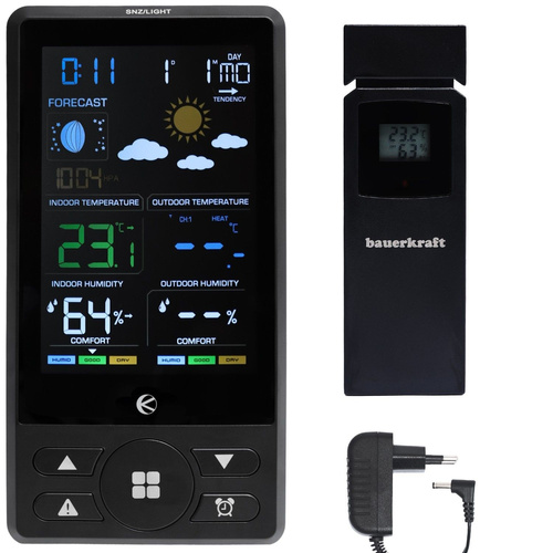 Bezprzewodowa stacja pogodowa termometr barometr zegar budzik prognoza