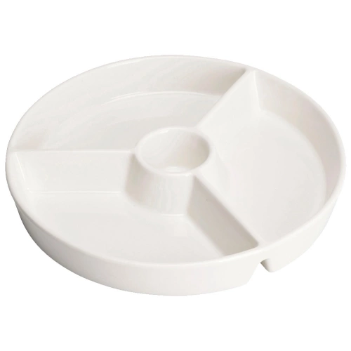 Talerz na przekąski porcelanowy biały dzielony 26 cm